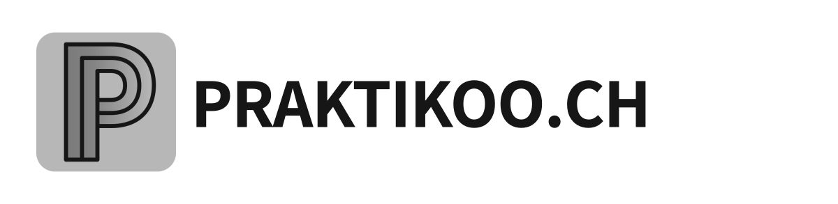 Praktikoo Querlogo in Graustufen